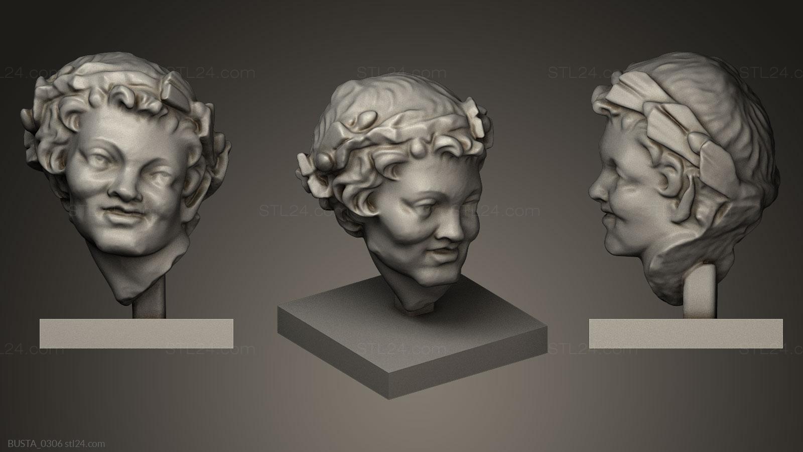 Бюсты и головы античные и исторические (Скульптура сатира, BUSTA_0306) 3D модель для ЧПУ станка